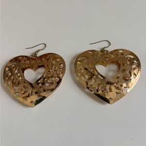 Gold Heart-Shaped Dangle Earrings